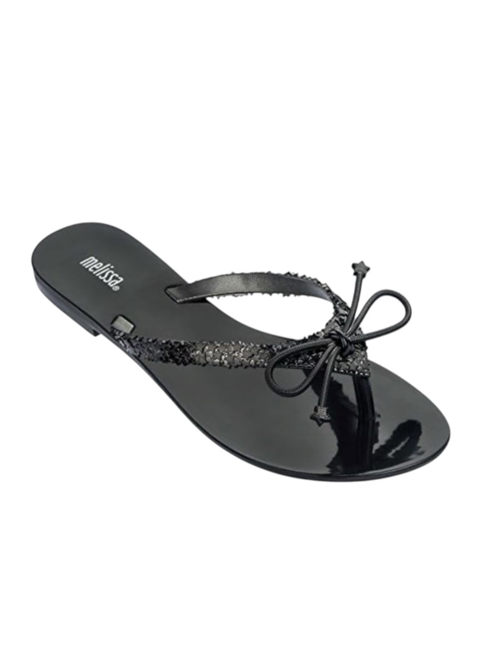 Melissa Harmonic‎ Elements Jelly Flip Flop Bow Star Sandals Womens US 6 Black